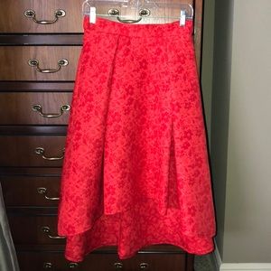 Chicwish Red Brocade High-Low Skirt